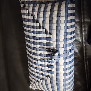 "Stuffed" Elegant Blue and White Woven Clutch With Mystery Jewerly Bundle